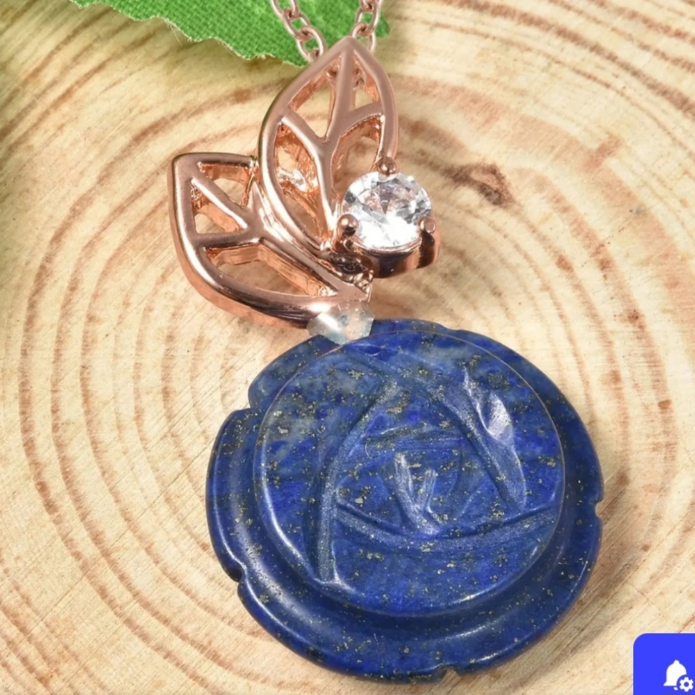 Lapis Carved Rose Pendant